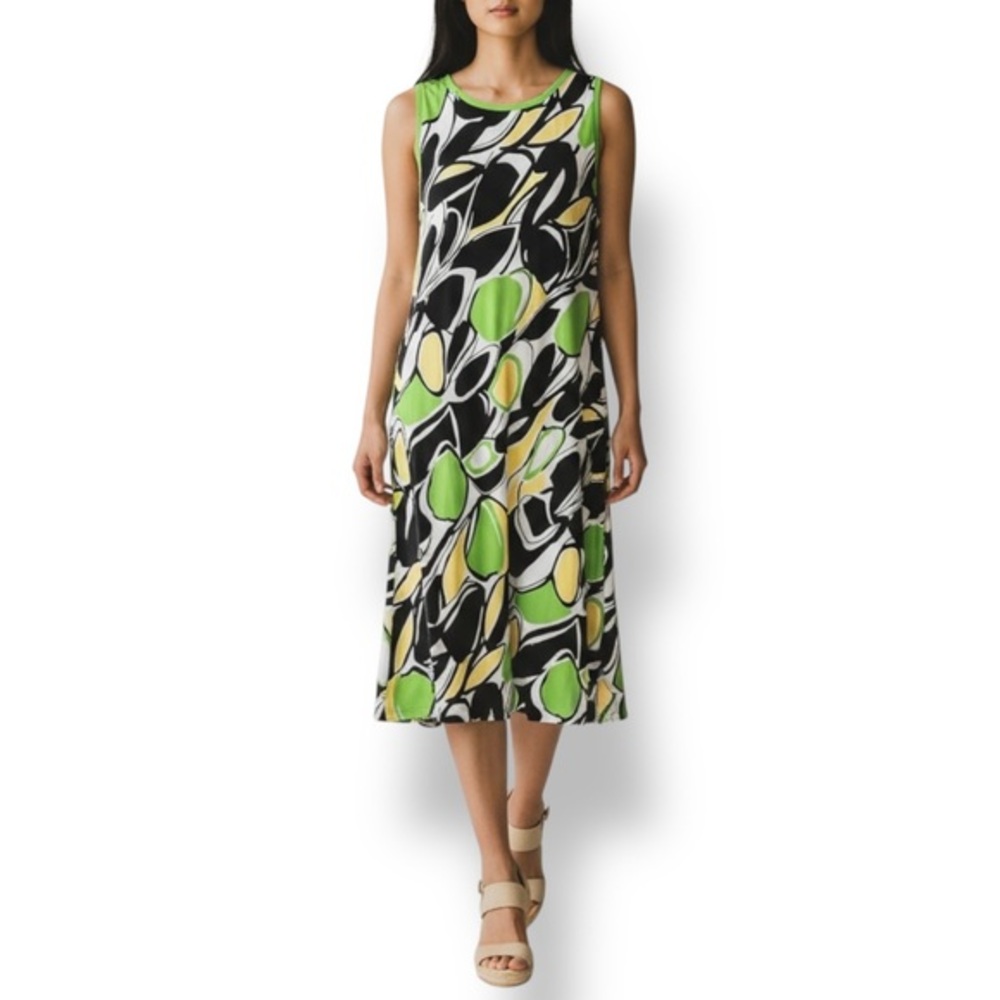 4/$20 Lily Abstract Print Sleeveless Midi Dress | Size Small